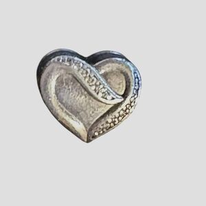 Pandora Sterling Silver Ribbon Of Love Heart Charm Bead Clear Cz’s #791816CZ